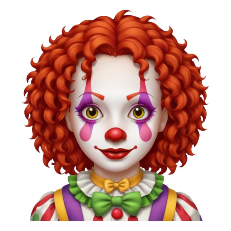 red long hair female clown sticker