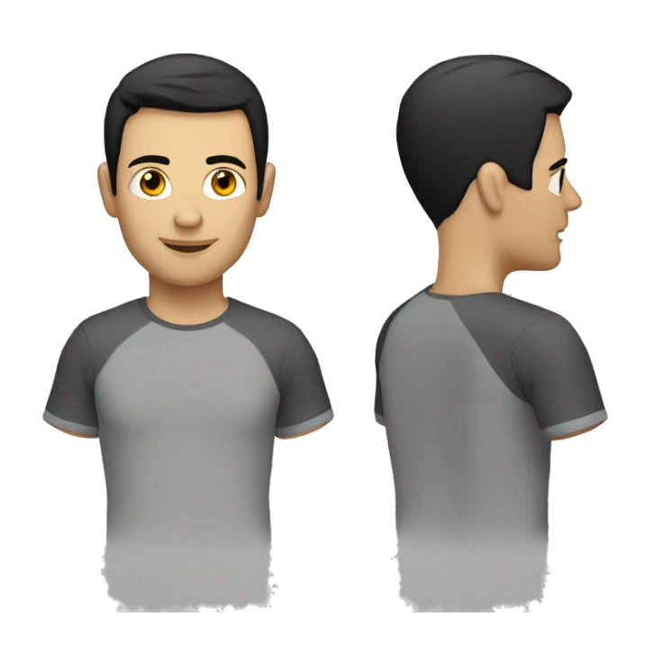 A 30 year old, caucasian man, with short black hair,   wearing a tshirt. sticker