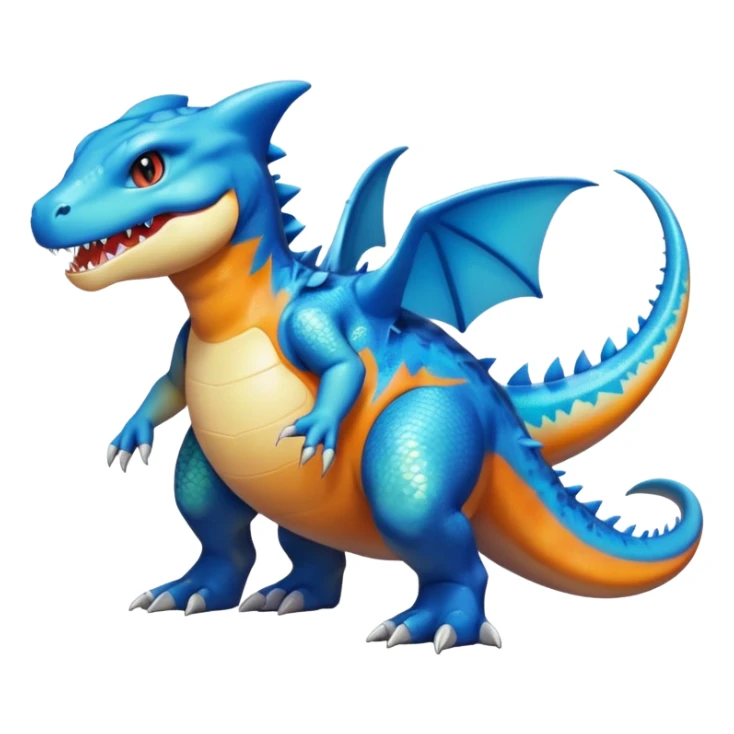 white blacks colorful gradient shiny glossy Fakémon-Digimon-orca-reptile-charizard-feraligatr-lizard-creature-hybrid (full body) sticker