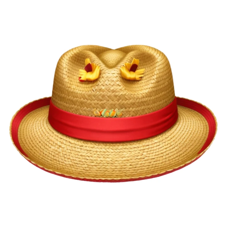 Chapeau de paille avec bande rouge sticker
