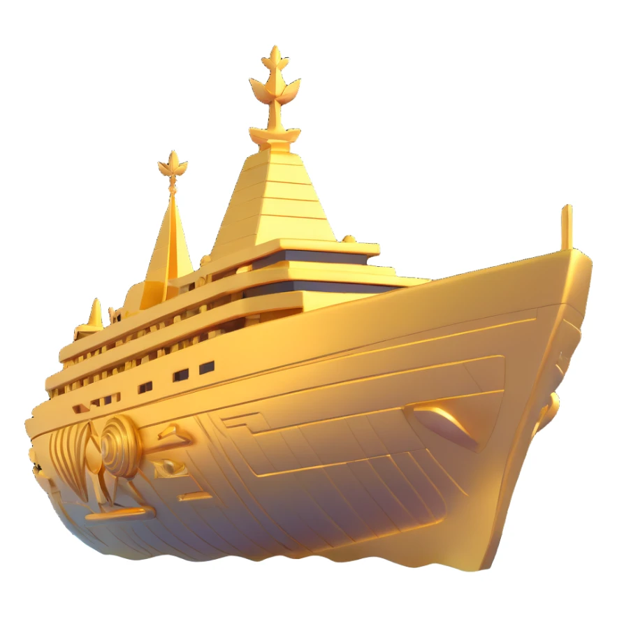 Futuristic golden ship with Anunnaki motifs, underwater setting sticker
