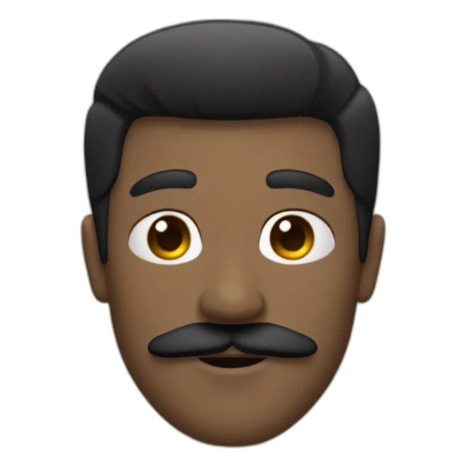 Man with black plated hair and a black squared moustache sticker