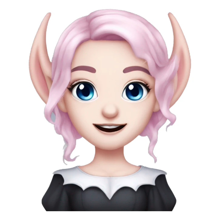 Cute pink pale vampire teeth  pink eyebrows vampire goth princess elf ears blue eyes pink hair sticker