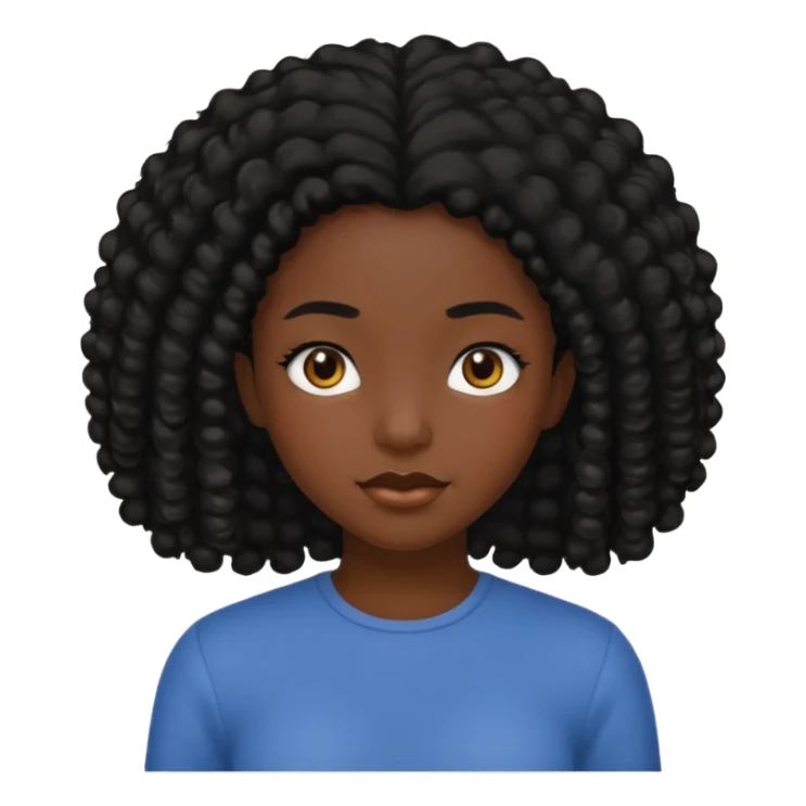 tạo cho tôi cô gái da đen tóc đen hơi xù nhẹ sticker