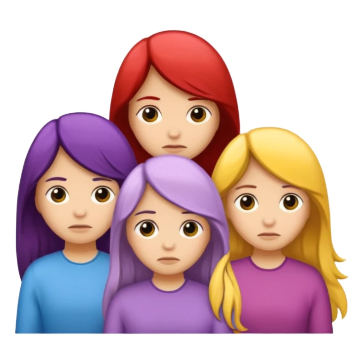 grupo de 5 amigos tristes diferentes colores de cabello sticker