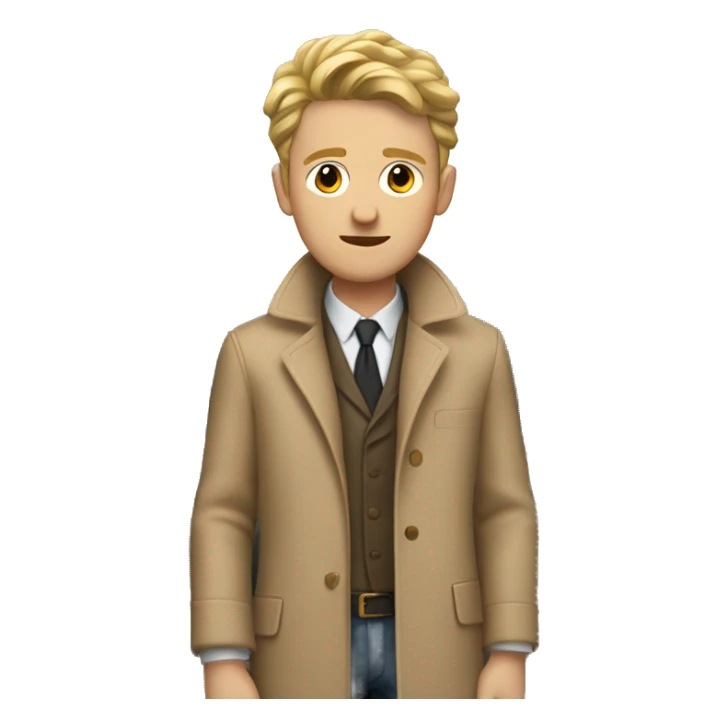 White Young man with a tan detective coat in a car sticker