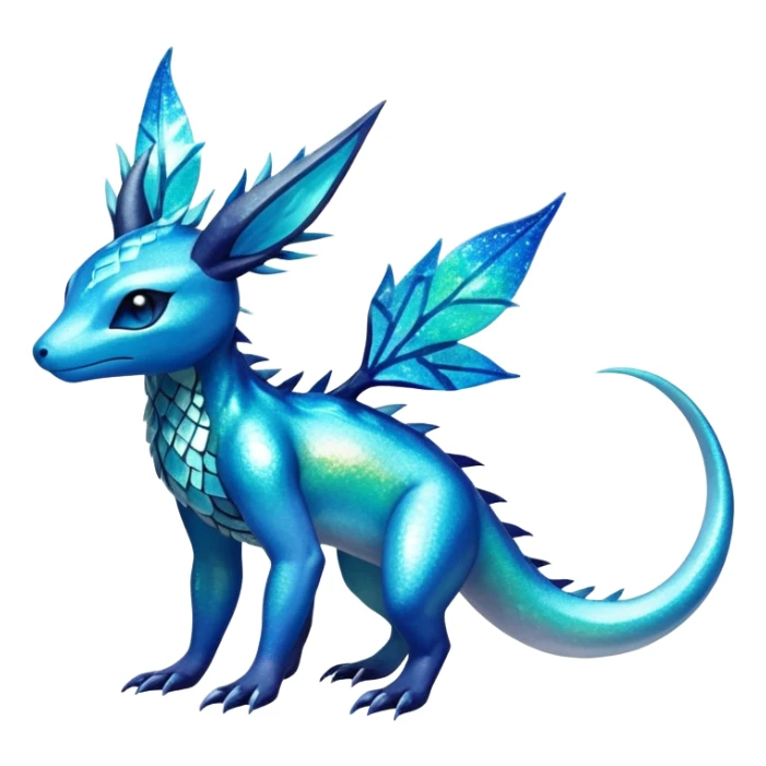Colorful Iridescent Exotic Salandit-Aurorus-Glaceon-Fakémon-hybrid-creature (full body)  sticker