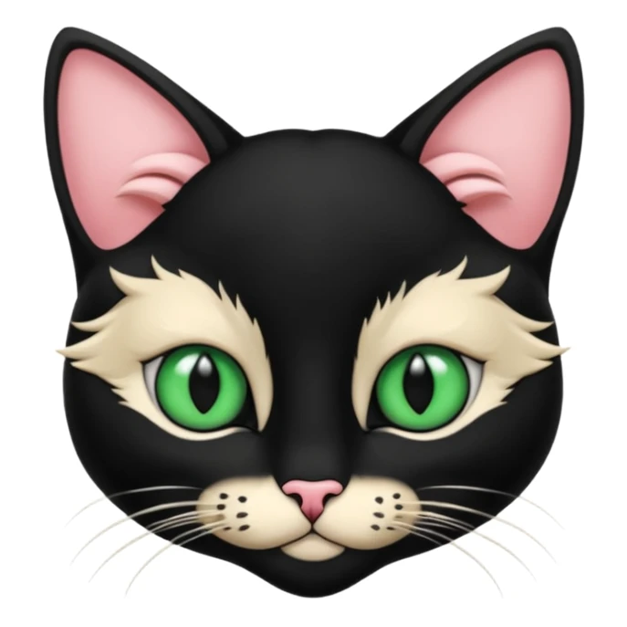 Chat noir et blanc avec des yeux verts et l' intérieur des oreilles roses sticker