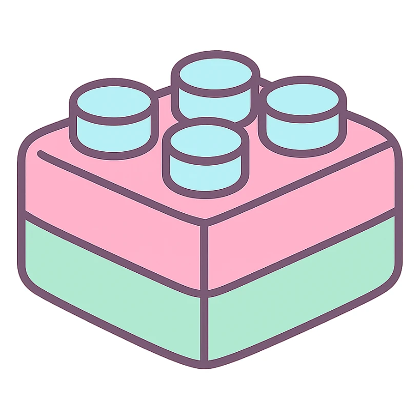 simple block toy, pastel colors, no face, soft kawaii style sticker