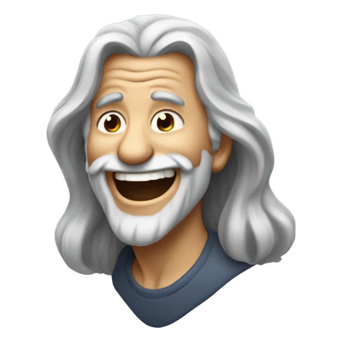 Laughing emoji old grey long hair  sticker