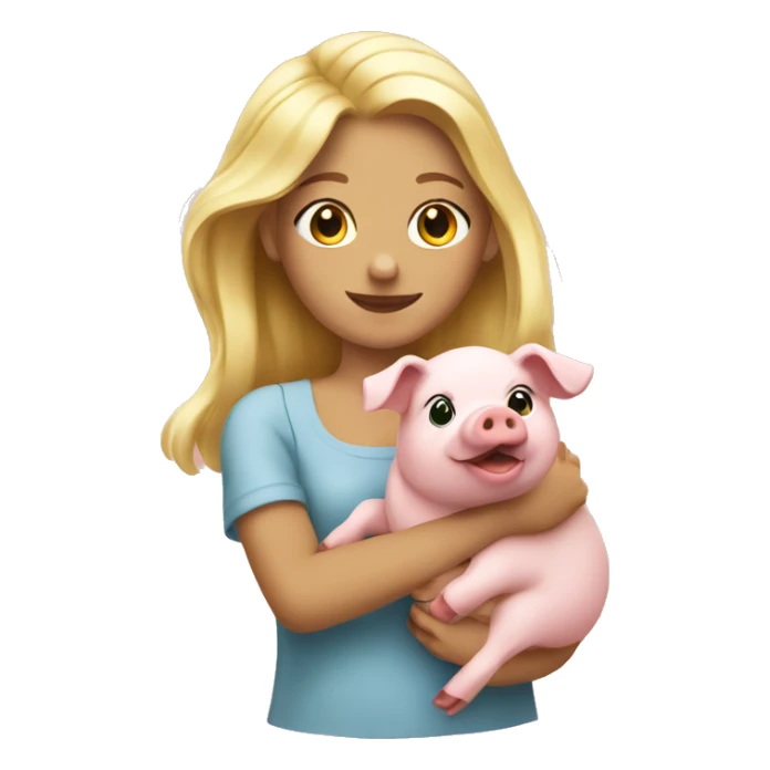 Blonde girl hold pig sticker