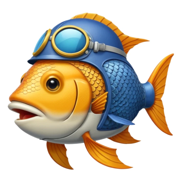 A fish wearing an airplane pilot’s helmet. sticker