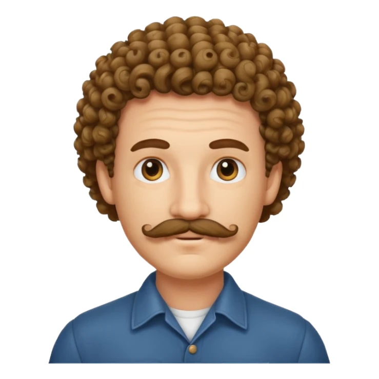 Man with mustache and curly hair sticker