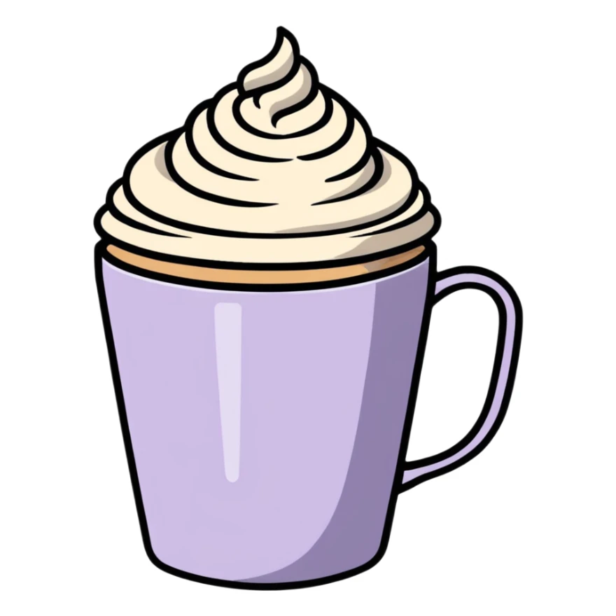 Café espumoso en taza lila sticker