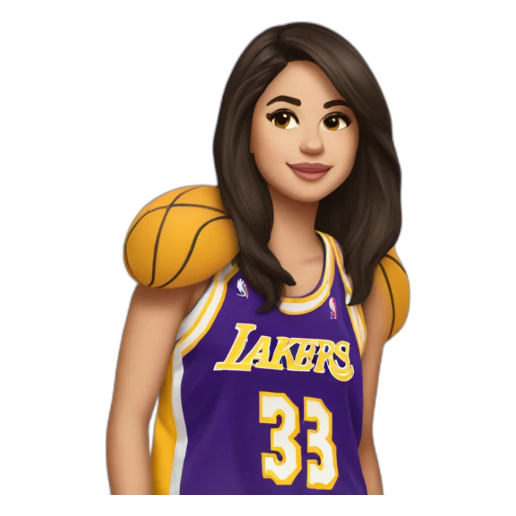 selena gomez wearing yellow lakers jersey sticker