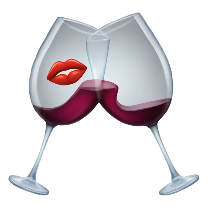 Glass of wine with a kiss on it sticker