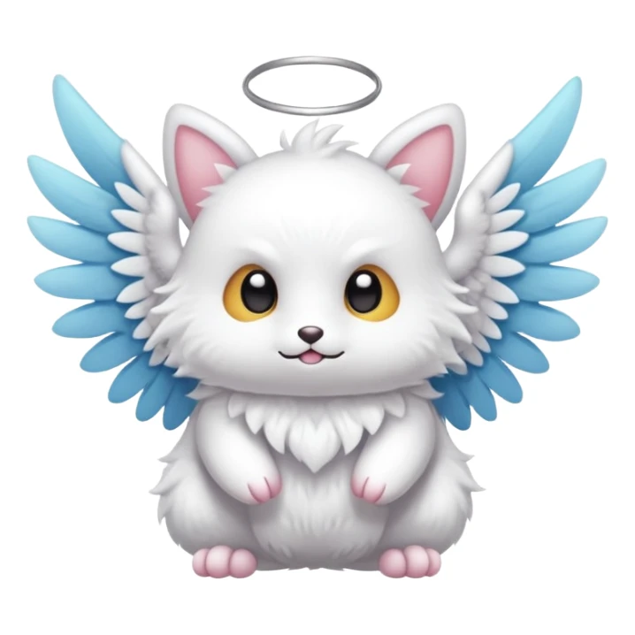 White furry cute kawaii winged Fakémon-creature (full body) sticker