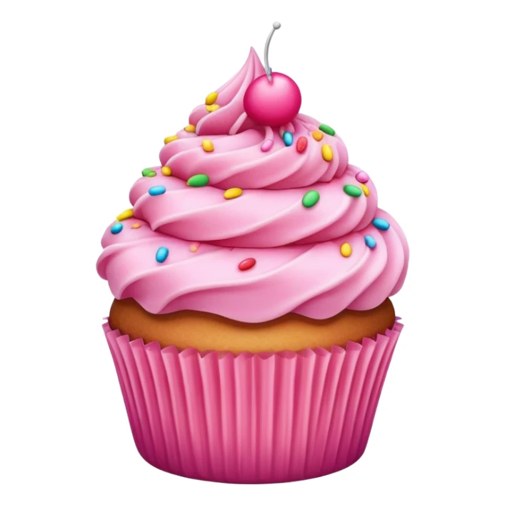 cupcake with pink frosting on top, sprinkles sticker