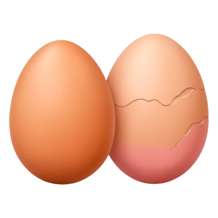 two skin tone peachy beige-pink egg shaped balls/spheres, both same size and same color, add a wrinkly skin texture to both.  sticker