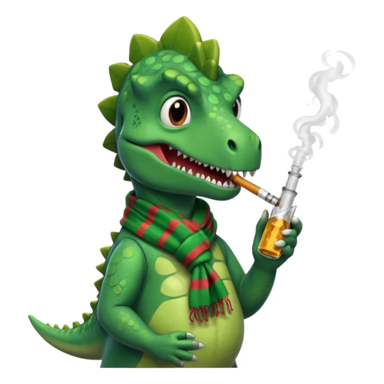 Dinosaur with a scarf and a bong sticker