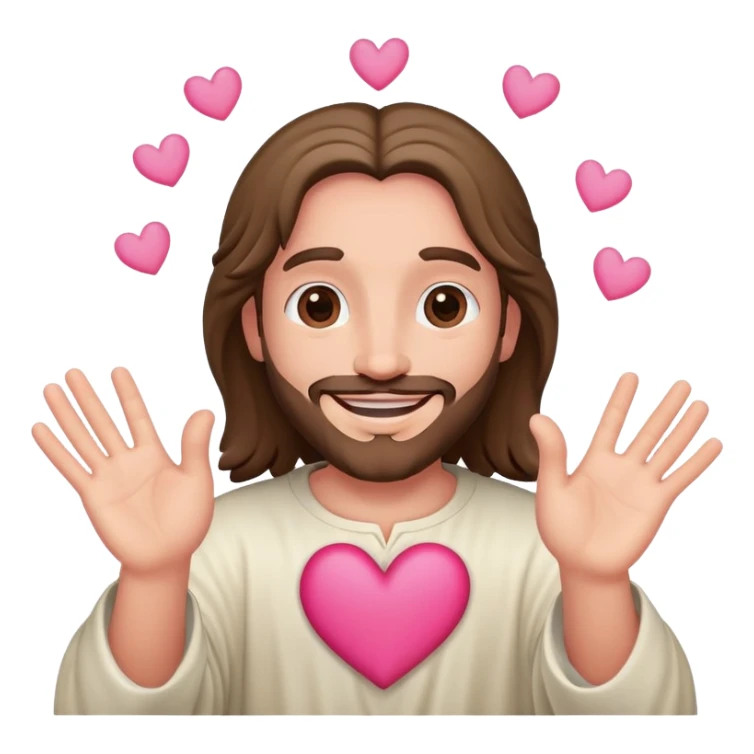 Happy Jesus forming a pink heart with fingers sticker