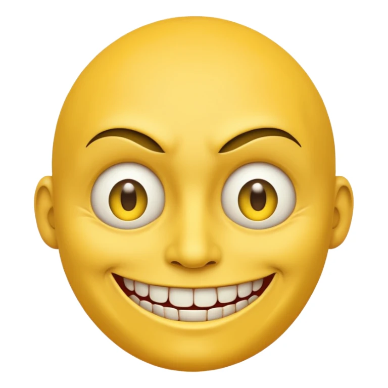 a standard yellow face that is smiling, but uncomfortable at the same time. make it slightly evil and extra points for being unsettling to look at sticker