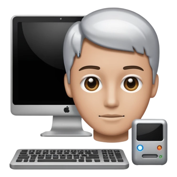 an icon of a person with a small computer chip next to him sticker