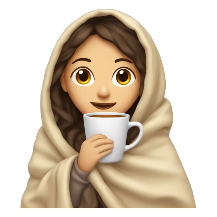 girl brunette inside a blanket sipping coffee eyes closed sticker