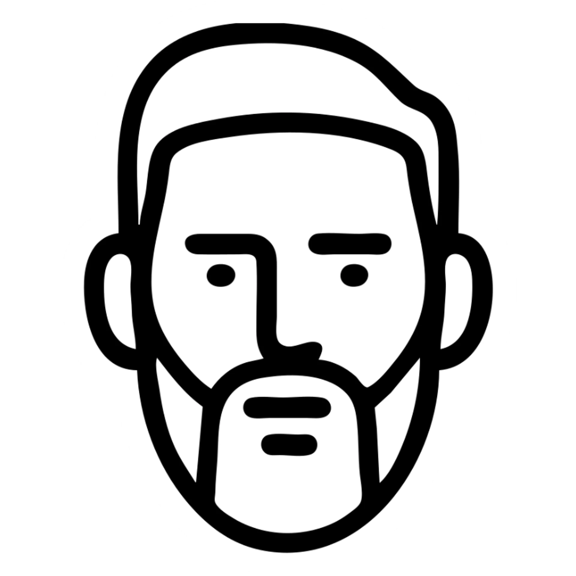 minimalist icon of Lionel Messi, Airbnb category icon style, stylized face with beard and short hair, clean lines, no text sticker