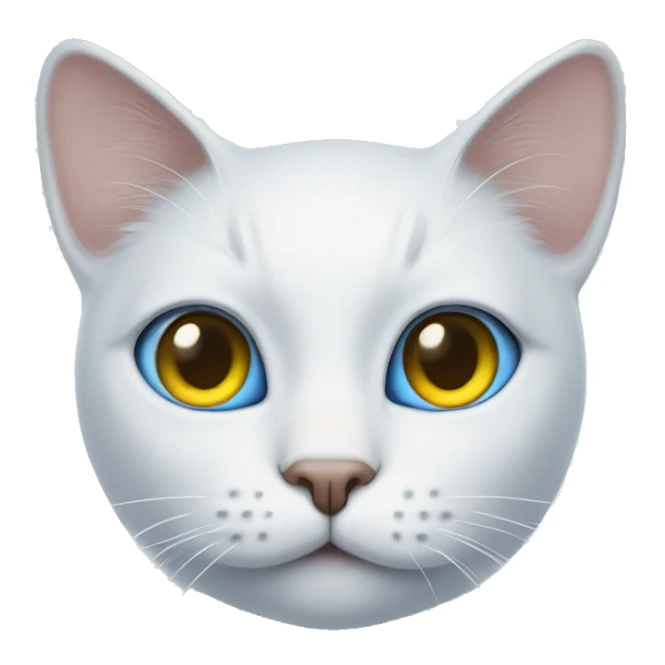 Wite Cat with one eye blue and one eye yelow sticker