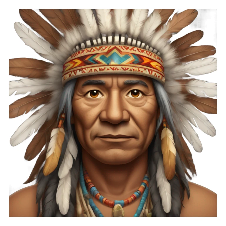 Native American tribal chief with a traditional feathered headdress sticker