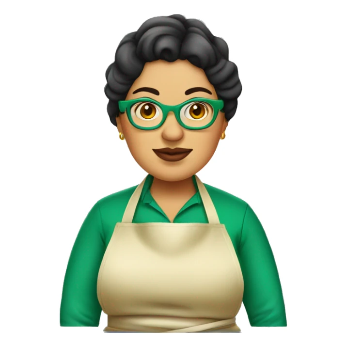 mexican chubby lady green apron  with glasses cooking tacos sticker