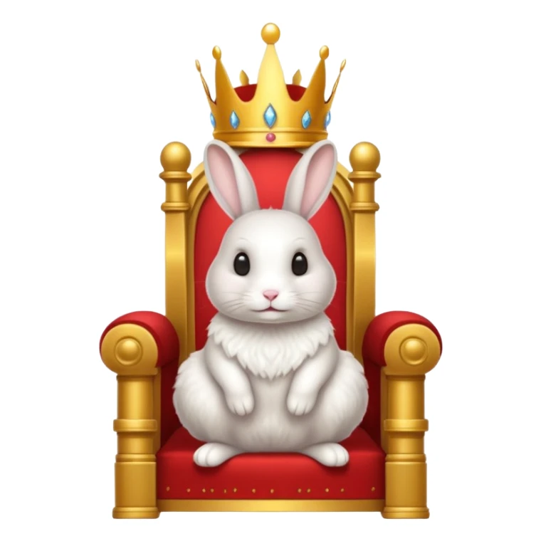 Bunny rabbit with a crown queen sitting on a throne sticker