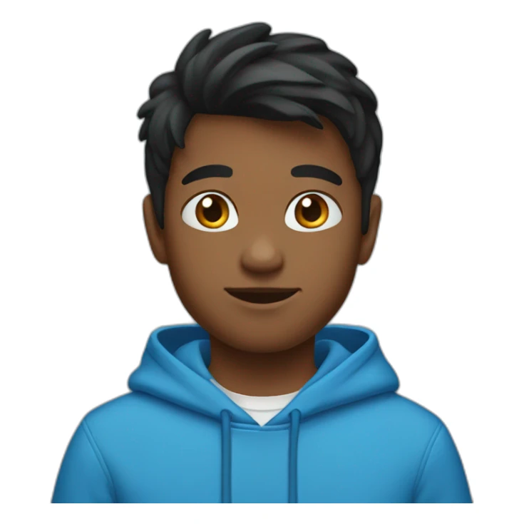 Kid with black mild hair wearing blue hoodie sticker