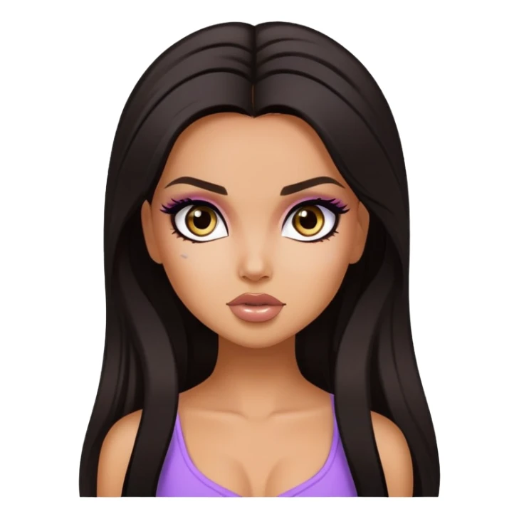 dark hair with strains, pretty beautiful bratz baddie sticker