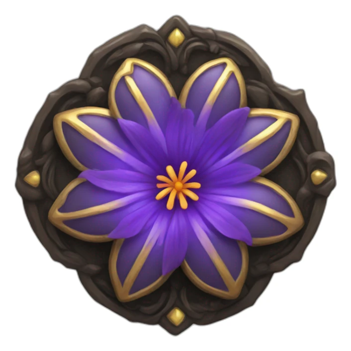 fantasy medallion in the shape of a dark flower sticker