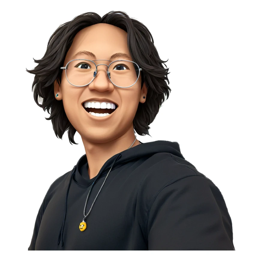 boy with glasses and necklace sticker