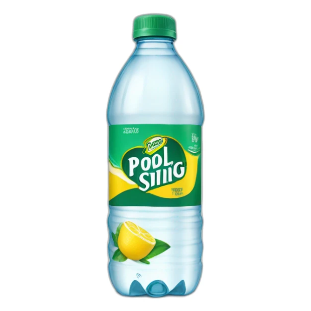 yellow water in a poland spring water bottle laying on it's side sticker