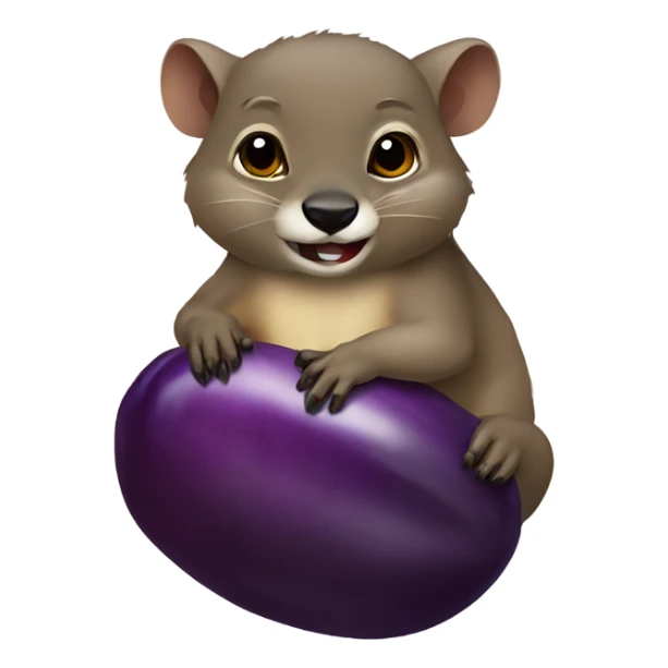 Rock hyrax holding an eggplant sticker