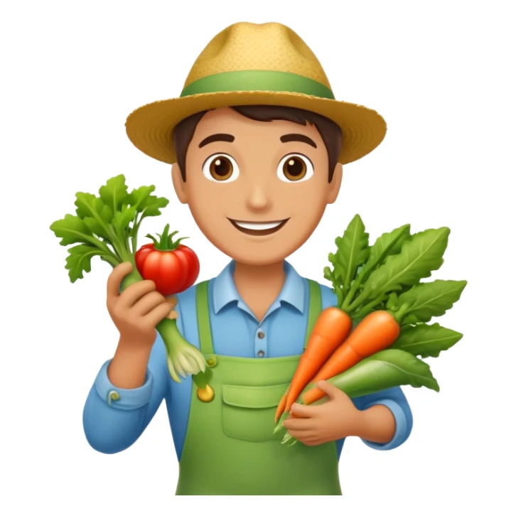 Happy gardener with trophy and prize vegetables sticker