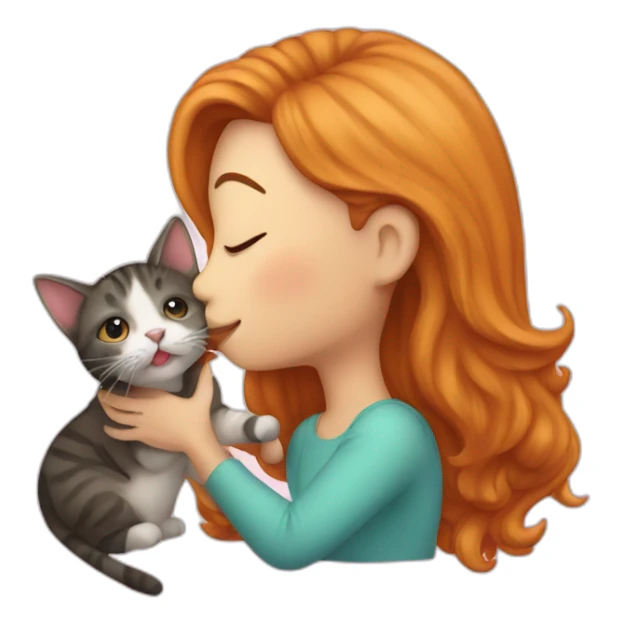 a person kisses an Organe cat sticker