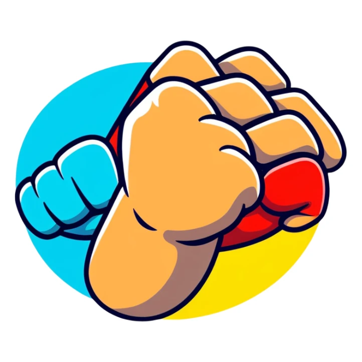 strong muscular fist with bright colors floating sticker