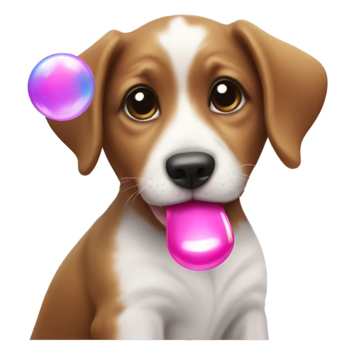 Cute puppy blowing a bubble of gum sticker