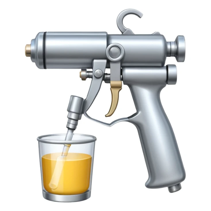 metal spray gun with clear cup attached sticker