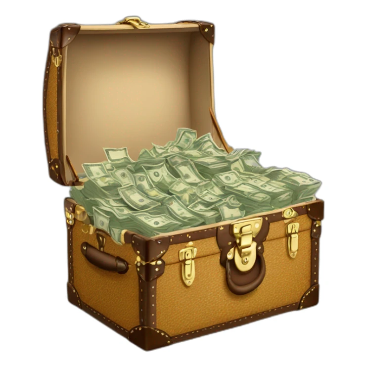 louis vuitton trunk full of money bills sticker