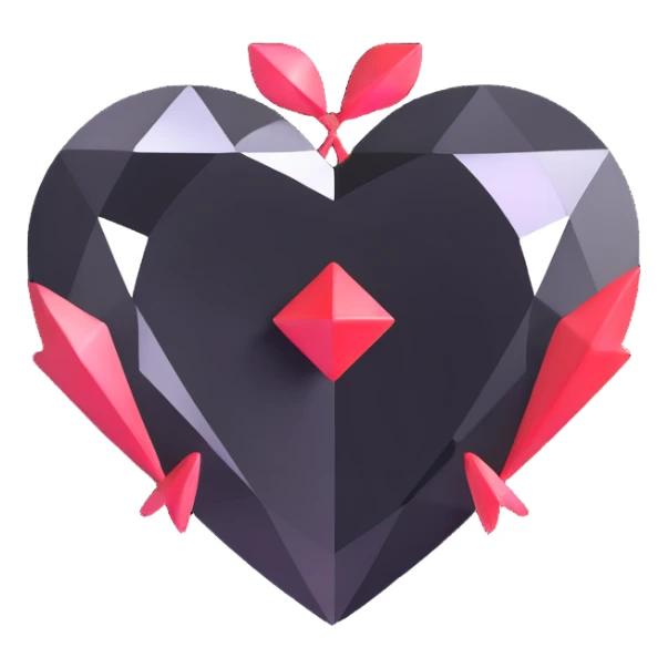 round diamond hearts and arrows cut, red sticker