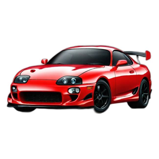 red toyota supra with black flames paint,mk4 sticker