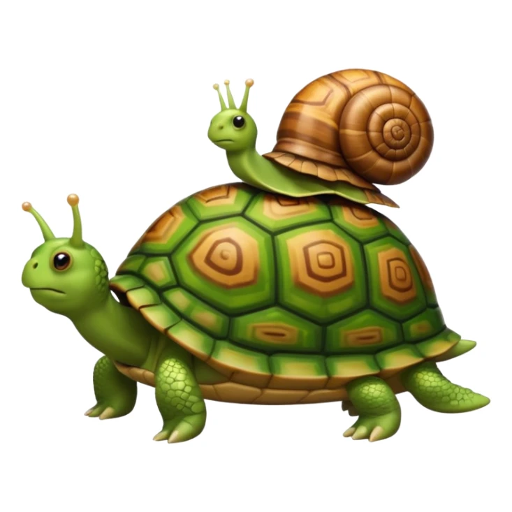 
A snail on the back of a turtle sticker