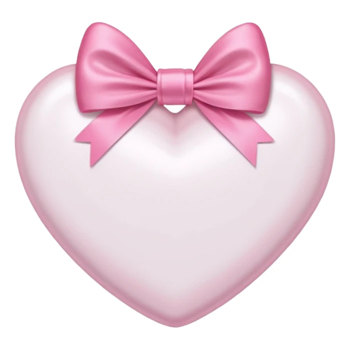 An iPhone emoji White Heart with a Pink bow wrapped around it's center sticker