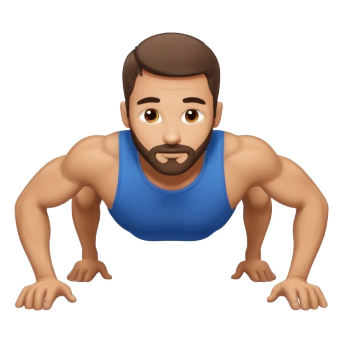White man 2day stubble beard very short brown hair doing pushups  sticker